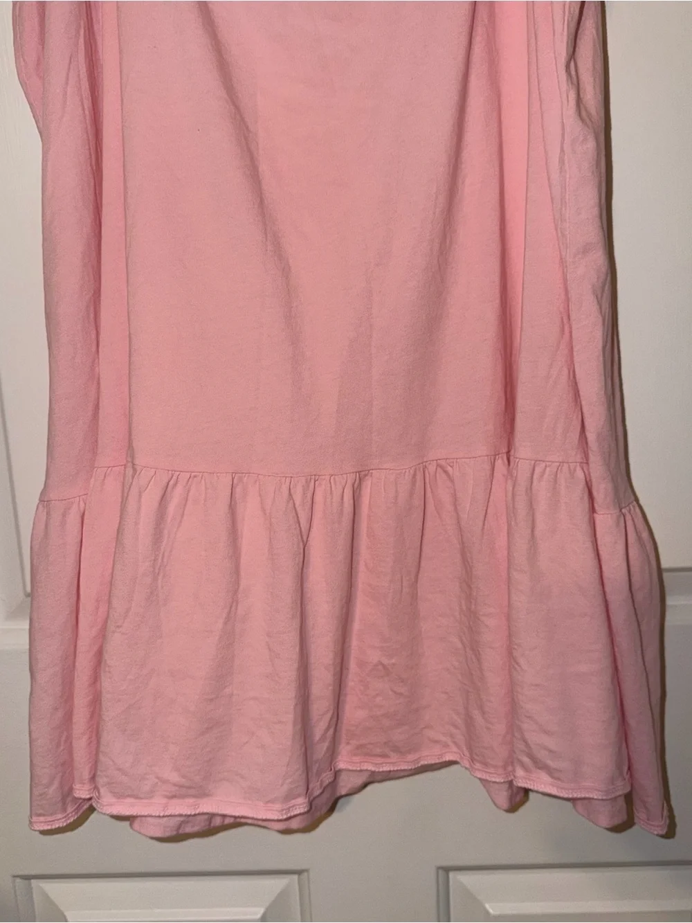 J. Crew Light Pink broken in jersey knit Ruffle mini dress L